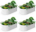 A ANLEOLIFE 4-Set 8X4X2 ft Galvanized Raised Garden Bed Kit, Oval Metal Deep Root Planters for Outdoor Plants, Antique White
