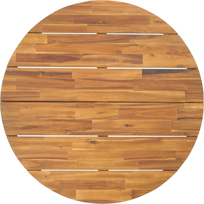 SAFAVIEH Outdoor Collection Leo Natural/White Solid Wood Round Coffee Table