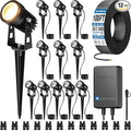 SUNVIE All-in-One LED Low Voltage Landscape Lighting Kit, 12-Pack Landscape Lights with Transformer 100FT Wire and Connectors, 3000K Waterproof Low Voltage Landscape Lights for Garden Yard House Tree