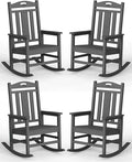 Ciokea Oversized Outdoor Rocking Chairs Set of 4, 380lbs Heavy-Duty Large Patio Rocker, High Back Cozy Porch Chairs, Weather Resistant Patio Rocking Chairs for Outside, Fire Pit, Deck, Dark Grey