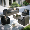 Aoxun Patio Furniture Set, 7 Piece Outdoor Sectional Sofas with Waterproof Cover, Wicker Rattan Outdoor Furniture Patio Conversation Set for Backyard, Garden Dark Grey