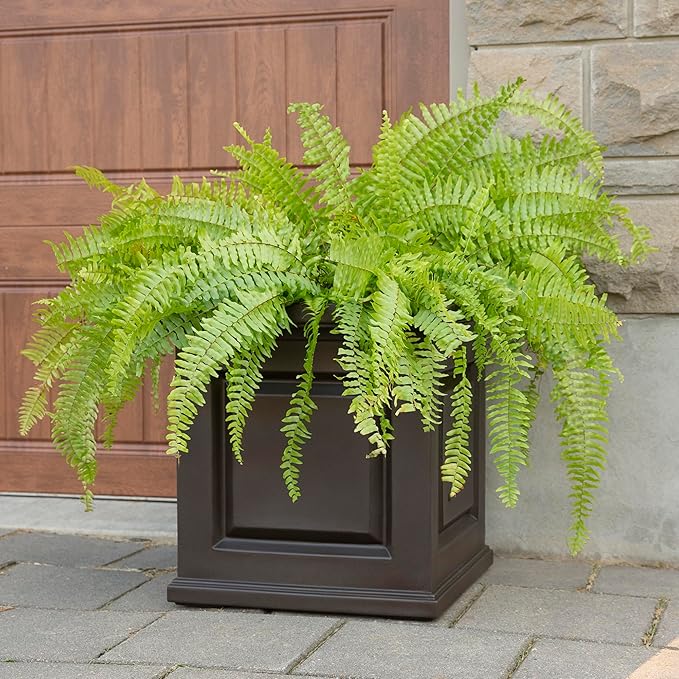 Mayne Nantucket 20-Inch Square Planter – Self-Watering, Weather-Resistant Planter for Flowers – Durable Outdoor Design for Patio, Porch, or Entryway
