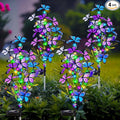 Solar Garden Lights Outdoor, Waterproof 4 Pack Solar Butterfly Lights with 60 LED 12 Butterfly Colorful Lighting for Garden Yard Lawn Outdoor Decor, Gift for Mom Women Mother's Day
