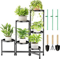 6 Tier Plant Stand Indoor, Tiered Plant Stand Outdoor for Multiple Plants, Corner Plant Shelf for Patio Balcony Porch Garden Living Room House, Black