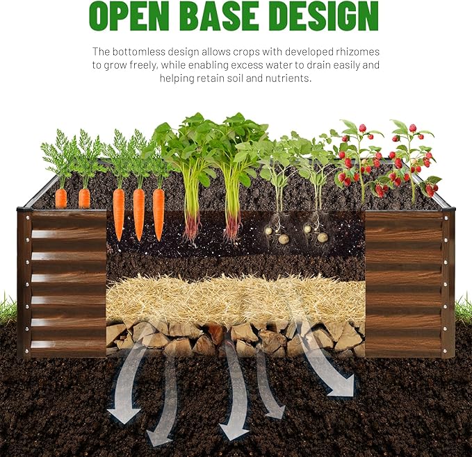 SnugNiture Galvanized Raised Garden Bed 4x4x2FT Outdoor Large Metal Planter Box Steel Kit for Planting Vegetables, Flowers