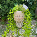 Head Planter Pot for Plants - Face Flower Pots Indoor Outdoor, Cute Succulent Head Planter, Creative Plant Pots With Drainage, Resin Cactus Planter Coffee Table Decor, Women/Mother Vase Gifts Ideas