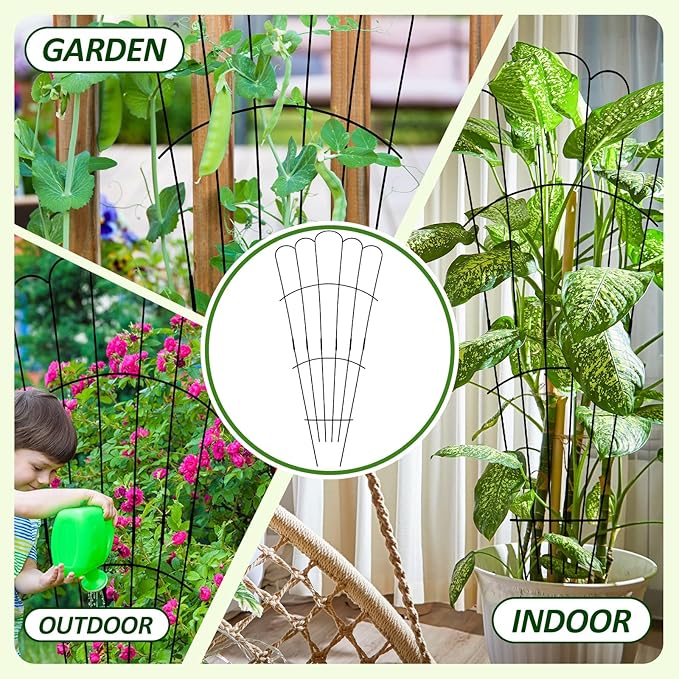 LEIFIDE 2 Pcs 33in Plant Trellis for Climbing Plants Indoor, Expandable Large Metal Trellis for Potted, Heavy-Duty Tall Rustproof Houseplant Support for Flowers Vine Ivy Pothos Hoya Monstera