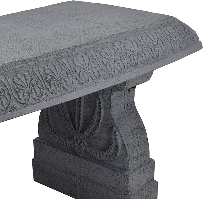 Arcadia Garden Products BE02 Fiberclay Garden, Outdoor Bench, Patio Seating for Front Porch Park Outside Furniture Decor, Gray