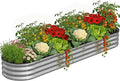 Galvanized Metal Raised Garden Bed Kit for Outdoor Planter Boxes with Easy Assembly,Oval Large Galvanized Gardening Raised Bed for Vegetables, Fruits, Flower (Silver, 8 * 2 * 1ft)