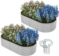 Galvanized Metal Planter Raised Garden Bed Kit for Gardening Outdoor Garden Box Raised Flower Bed 2PC Gray 4X2X1FT
