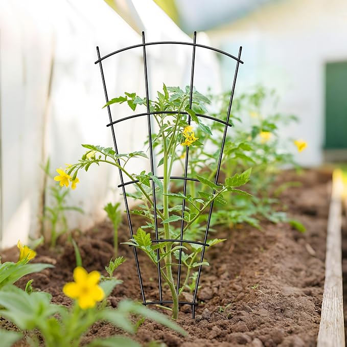 4 Pack 43'' Indoor Plant Trellis for Potted Plants Climbing Outdoor Metal Garden Trellis Houseplants Flowers Vine Ivy,Fan Shape, Black