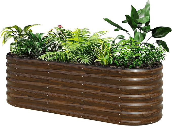 SnugNiture Galvanized Steel Raised Garden Bed Kit, 6x2x2 ft Large Metal Planter Box Outdoor for Gardening Vegetables, Flowers and Fruits