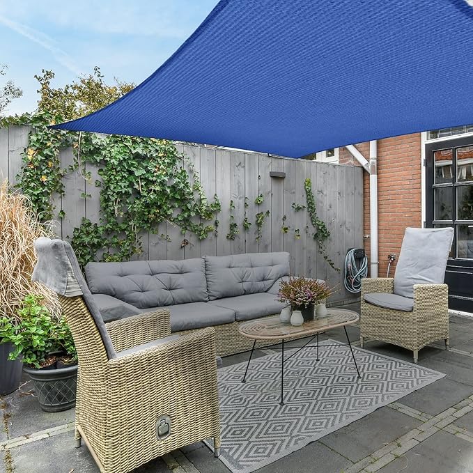AsterOutdoor Sun Shade Sail Rectangle 16' x 20' UV Block Canopy for Patio Backyard Lawn Garden Outdoor Activities, Blue