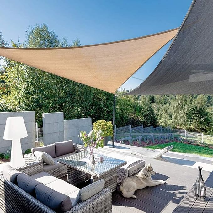 SUNLAX Sun Shade Sail 13' x 13' x 13' Sand Triangle Canopy Sail Shade Cover UV Block Permeable Sunshade Outdoor for Patio Backyard (We Make Custom Size)