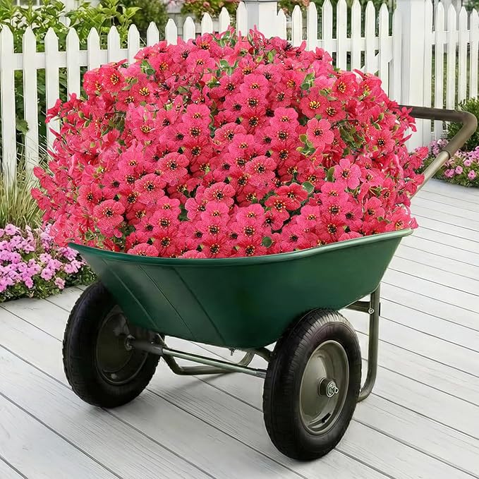 Artificial Flowers for Outdoor,Silk Flowers No Fade Fake Plastic Flowers UV Resistant Faux Plants for Outdoors Outside Front Porch Hanging Planter Window Box Garden Home Decoration,13 Pack(Rose)