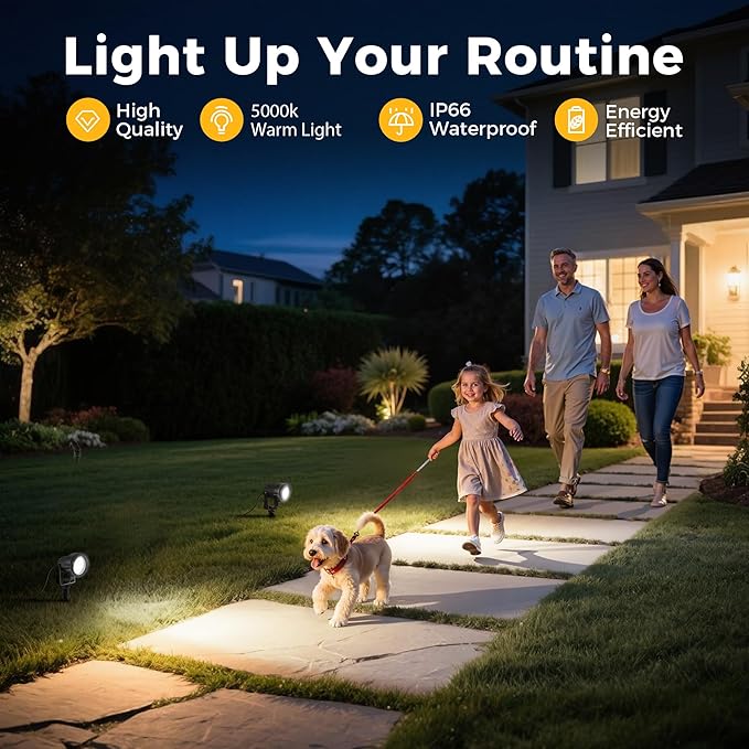 L LOHAS LED 5W Dusk to Dawn Outdoor Lighting, Auto On/Off 6000K Landscape Outdoor Spotlight, IP66 Waterproof Plug in Spot Lights for Yard, Garden, House, Pathway, Plant, UL Listed (1 Pack)