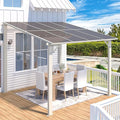 AECOJOY 8' x 8' White Gazebo Outdoor Pergola for Patio, Small Wall-Mounted Hard Top Lean to Metal Gazebo Shelter Pergolas and Gazebos Clearance with Patio Roof, Heavy Duty Awnings for Backyard