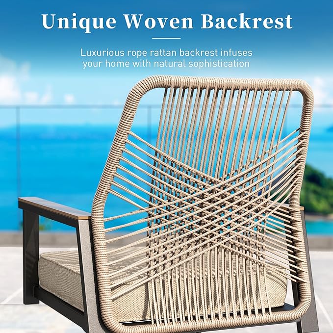 Patio Dining Set 9 Piece, 8 x Woven Rattan Swivel Chairs with Waterproof Cushion, 60" Square Metal Dining Table with Umbrella Hole, Outdoor Table and Chairs Set for Backyard Lawn and Deck, Beige