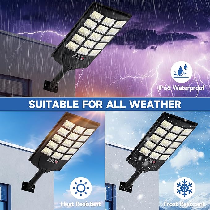 Solar Lights Outdoor Waterproof, Dusk to Dawn Solar Street Light with Remote Control, Motion Sensor Security Light for Outside Garden Yard Parking Lot, Oudoor Flood Lights, 1PACK