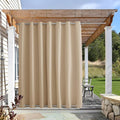NICETOWN Outdoor Patio Curtain Extra Wide Waterproof & Windproof for Public Divider, Rustproof Top and Bottom Grommet Thermal Insulated Drape for Porch/Cabana, Biscotti Beige, 1 Pack, W100 x L84