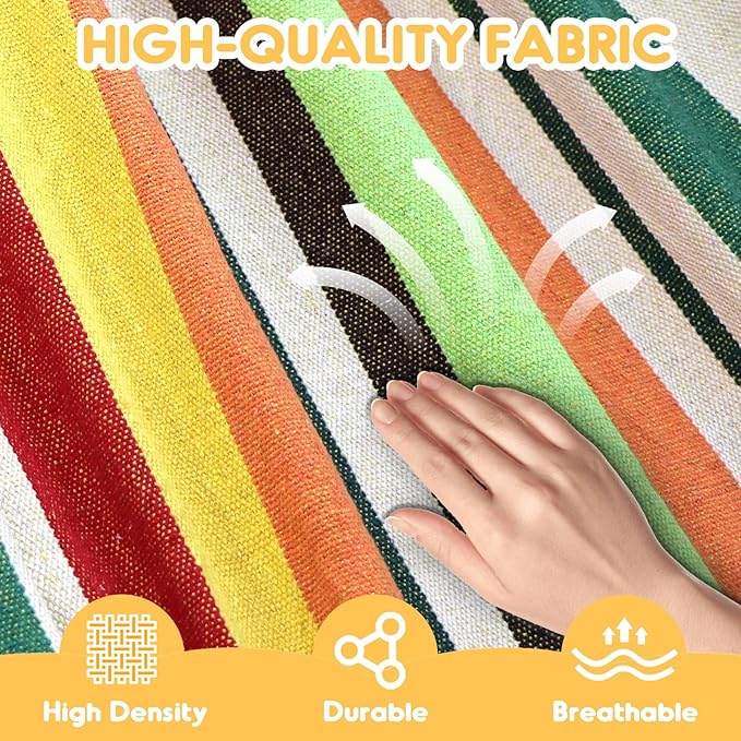 ANYOO Cotton Hammock Portable Camping Hammocks for Hanging Sturdy Garden Comfortable Fabric Hammock with Tree Straps Up to 660lbs with Travel Bag for Camping Outdoor/Indoor Patio Backyard