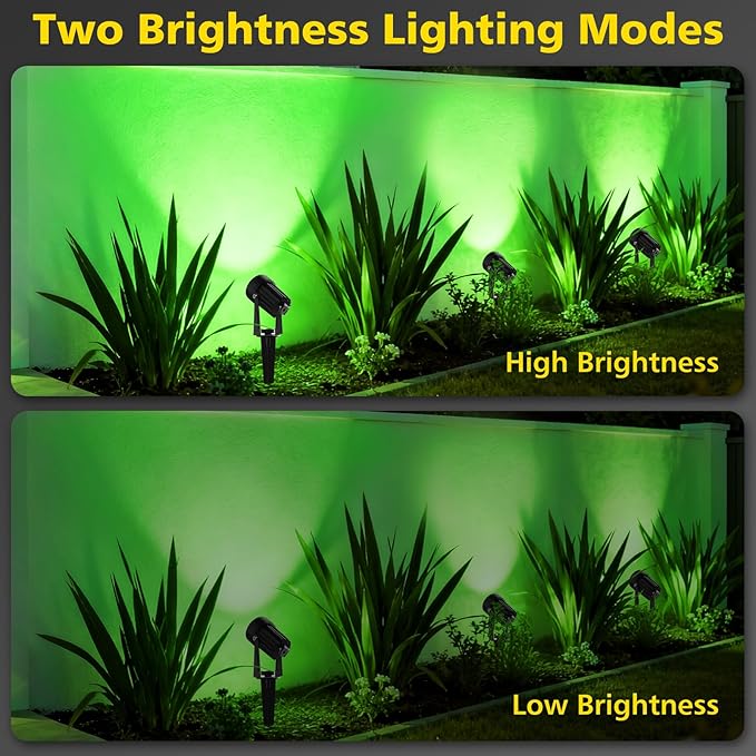 T-SUN Green Solar Spotlights, 2-in-1 Outdoor Waterproof Solar Landscape Spotlights for Garden, Yard, Halloween, Christmas Decor(Green)