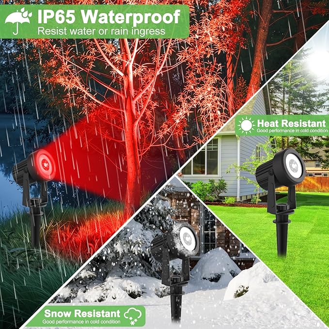 Solar Spotlights Outdoor Waterproof, RGB Landscape Spotlights, Christmas Decorative Solar Spot Lighting for Garden, Yard, Pathway, Lawn, Poolside, Party, 2-in-1 Mounted (RGB, 1 Pack)
