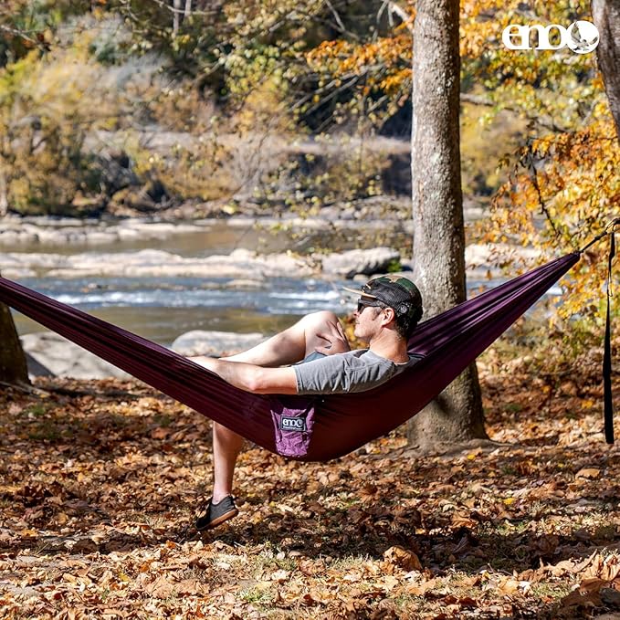 ENO TravelNest Hammock & Straps Combo - Portable Hiking and Camping Hammock with Straps Included - Travel Hammock for Camping, Hiking, Backpacking, a Festival, or The Beach + Straps Combo - Plum