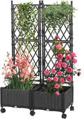 Raised Garden Beds with Screen Outdoor, Garden Trellis for Climbing Plants Indoor, Raised Privacy Planter Box with Trellis for Balcony Backyard Patio, Black, 2 Pcs