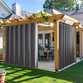 NICETOWN 2 Panels Outdoor Curtains for Patio Waterproof & Windproof, Extra Wide Grommet & Back Tab on Top & Bottom Thermal Insulated Sun Blocking Drapes with Rope for Gazebo, Grey, W100 x L108