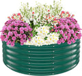 17" Tall Elevated Round Metal Rised Garden Bed- 4'x4' in Size and 0.8MM Thick Durable Planter Box for Vegetables Flowers Succulent at Patio/Garden Outdoor (Dark Green, 4FT Diameter)