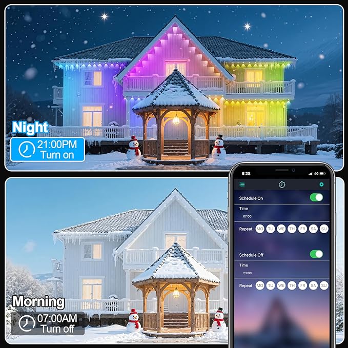 400Ft Permanent Outdoor Lights for House Waterproof, IP67 LED Eave Lights with App/Remote Control, Outdoor Permanent led Lighting for House Roof Decor,Christmas,Party,All Holiday and Daily