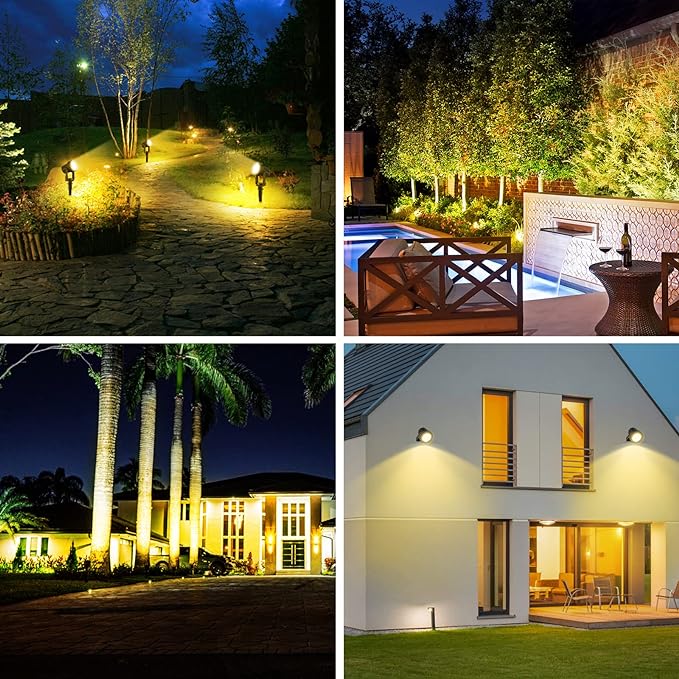 T-SUNUS Christmas Solar Landscape Spotlights 4 Pack Warm White 3000K, Spot Lights IP65 Waterproof Outdoor Separated Panel with 9.8ft Cable, Garden Pond Light for Flag Driveway Walkway Patio Halloween