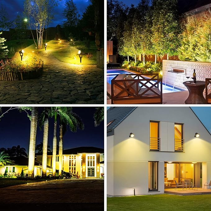 T-SUNUS Christmas Solar Landscape Spotlights Warm White, 2W Garden Spot Lights Outdoor 9.8ft Cable IP65 Waterproof Security Downlight 2-IN-1 for Flag Tree Pond Garage Deck Yard Wall Backyard Halloween