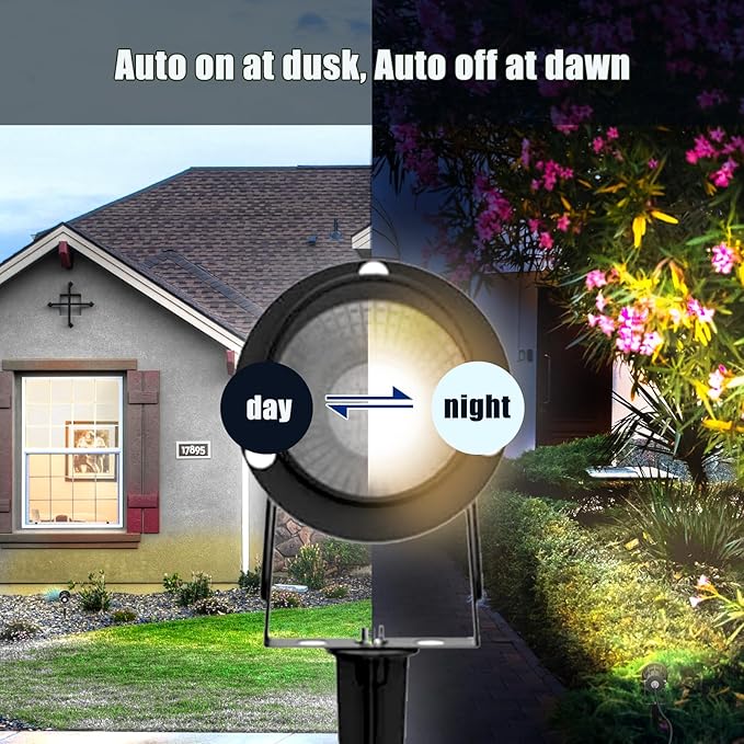 20W Dusk to Dawn Led Outdoor Light 120V 3000K 2000lm Warm White LED Spot Lights Outdoor Landscape Spotlights with Photocell Sensor IP65 Waterproof Spot Lights for Yard Flag Garden Tree, 2 Pack