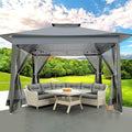 COBIZI 12x12 FT Pop up Gazebo on Clearance Outdoor pop up Canopy Tent,carpas para Patio, Shelter Tents with Sandbags & Portable Carry Bag, Patio Gazebos for Camping, Garden & Lawn, Darkgrey(Upgraded)