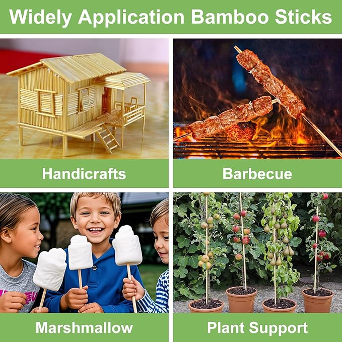 40 PCS Bamboo Plant Stakes 18 Inch, Wood Plant Support for Gardening for Potted Floral Plant, Indoor Wooden Sign Posting Garden Stick, Crafts Sticks with 40 PCS Wires(4")