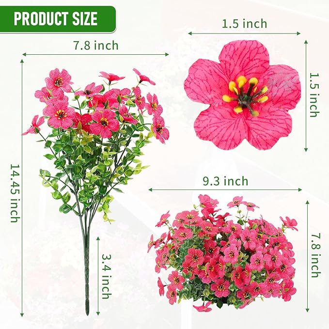 Artificial Flowers Outdoor Fake Plants, Faux Silk Flowers Plastic Plants for Outdoors Indoor Outside Front Porch Hanging Planter Window Box Garden Home Spring Decoration, 14 Pack (Mix)