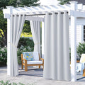 NICETOWN 2 Panels Greyish White Outdoor Curtains for Patio Waterproof, Rustproof Stainless Steel Grommet Room Darkening Thermal Insulated Vertical Drapes for Pergola & Canvas, W52 x L72