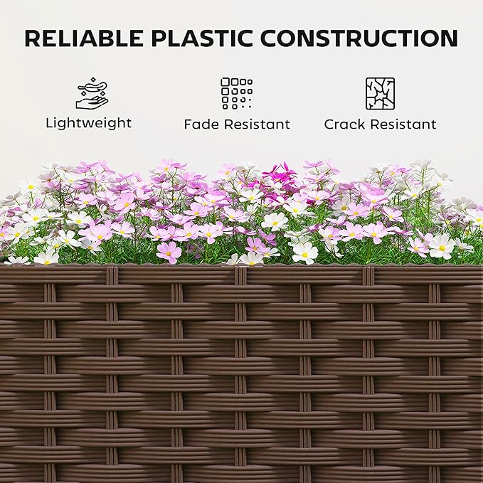 Outsunny Raised Garden Bed with Trellis, 46.5" Tomato Cage with Crop Cage, Self Watering Planter Box with Drainage Holes and Plugs for Outdoor Patio Climbing Plants, Vines, Vegetables, Flowers, Green