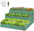 VIVOSUN 3-Tier Metal Raised Garden Bed, 46" x 46" x 24" Galvanized Steel Metal Outdoor Planter Box with Gloves and Scissors to Grow Flowers, Vegetables and Herbs for Outdoor Gardening, Green