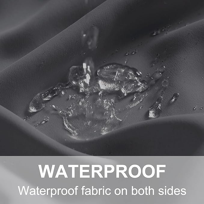 RYB HOME Outdoor Curtains for Patio Waterproof Block Sunlight Thermal Insulated Privacy Assured Thick Outside Curtains for Porch, Gazebo, Pergola, W84" x L95", Grey, 1 Panel