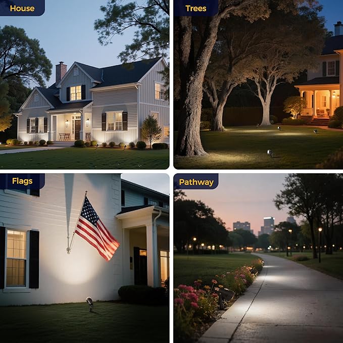 L LOHAS LED 5W Dusk to Dawn Outdoor Lighting, Auto On/Off 6000K Landscape Outdoor Spotlight, IP66 Waterproof Plug in Spot Lights for Yard, Garden, House, Pathway, Plant, UL Listed (2 Pack)