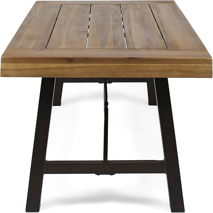 Christopher Knight Home Catriona Outdoor Acacia Wood Coffee Table, Teak Finish / Rustic Metal Brown and Black