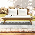Idzo Lucille Updated 800lbs Capacity Acacia Patio Loveseat, FSC Certified 2 Seater Outdoor Sofa with 3.9in Thick Cushions, Teak Finish Porch Couch for Garden Backyard