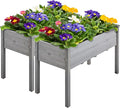Yaheetech 2pcs Raised Garden Bed Outdoor Horticulture with Legs Elevated Wood Raised Planter Boxes w/Stable Rectangle Structure Standing Planter for Vegetables Flowers Herbs Planting, Gray