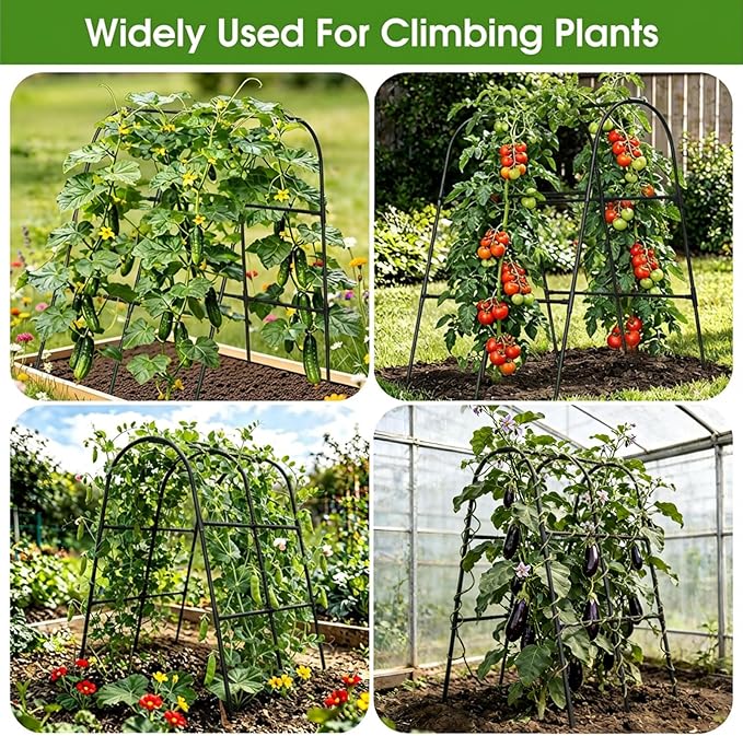 Cucumber Trellis for Raised Bed,U-Shape Garden Trellis for Climbing Plants Outdoor, Metal Arch Vegetables Trellis, Plant Support for Vine (Black, 31.5" Lx21.6 Wx47.2 H-Small)