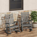 GarveeLife Poly Lumber Rocking Chair Outdoor Set of 2- HDPE High Back Porch Rocker Chairs for Adults - All Weather Resistant Furniture for Patio - Gray