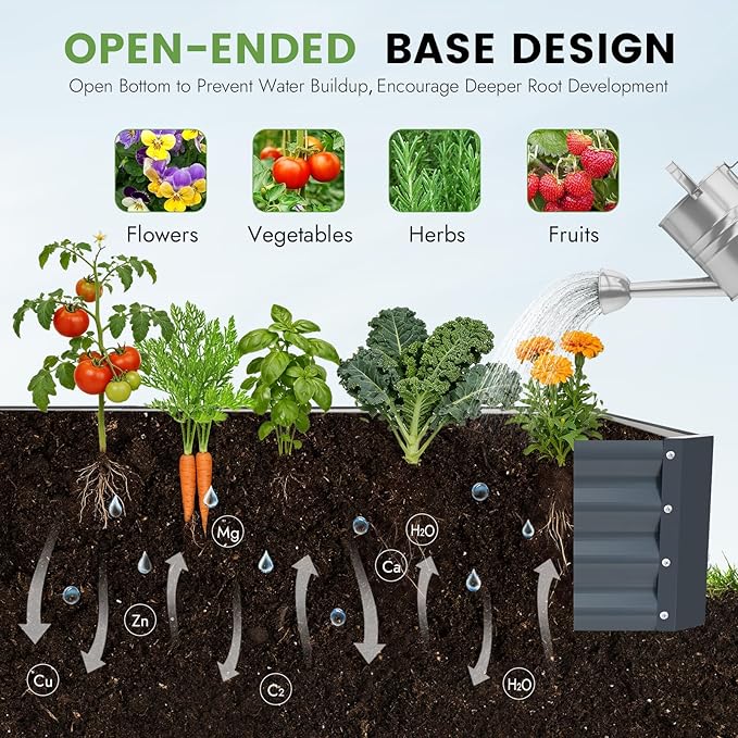 INNO STAGE Galvanized Raised Garden Bed Kit, 6x3x1FT Metal Raised Garden Beds for Vegetables, Rust-Resistant & Easy Assembly, Outdoor Raised Beds for Gardening, Flowers, Herbs (Grey)