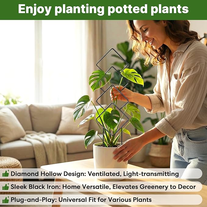 Indoor Trellis for Climbing Plants: 3PC Small Garden Metal Trellis for Vine Ivy Hoya Houseplants Flower Potted Plant Outdoor